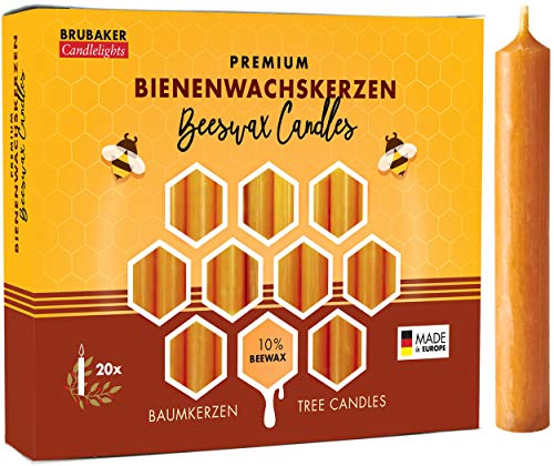 Brubaker 20er Pack Baumkerzen 10 Bienenwachs Weihnachtskerzen Pyramidenkerzen